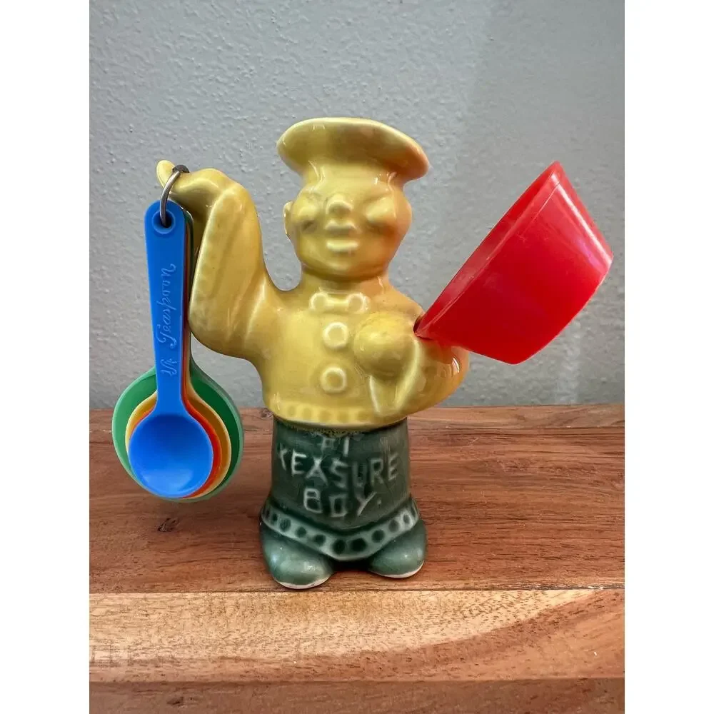 Measure Boy Measuring Spoon Holder Vtg 50's Kitschy #1 Retro Kitchen Set Novelty